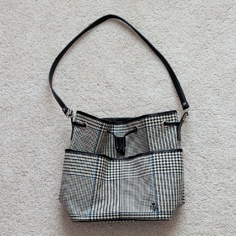 Lauren Ralph Lauren Black and White Houndstooth Shoulder Bag